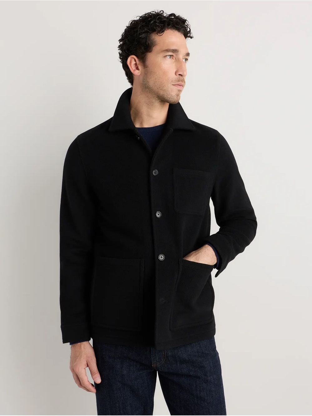 Quince NWT Wool Cashmere Chore Jacket Mens XL Black Button Front Coat
